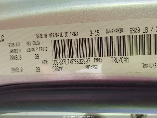 RAM 1500 Sport 2015 1C6RR7UTXFS632907 Image 9