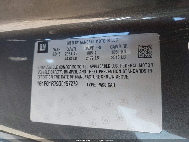 Chevrolet CAMARO 2SS 2016 1G1FG1R79G0157279 Image 9