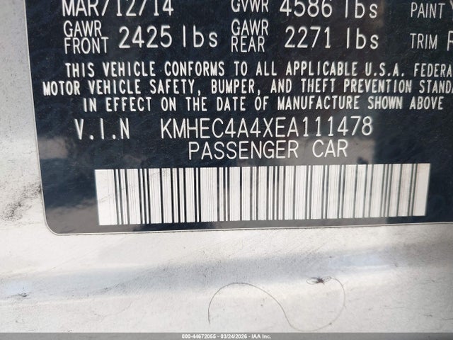Hyundai Sonata Hybrid Limited 2014 KMHEC4A4XEA111478 Image 9