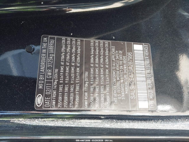 2011 LAND ROVER RANGE ROVER SPORT SALSH2E47BA287996 Photo 8