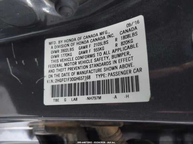 Honda Civic Ex-t 2016 2HGFC1F30GH657168 Image 9