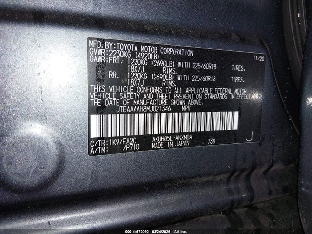 2021 TOYOTA VENZA JTEAAAAH8MJ021346 Photo 8