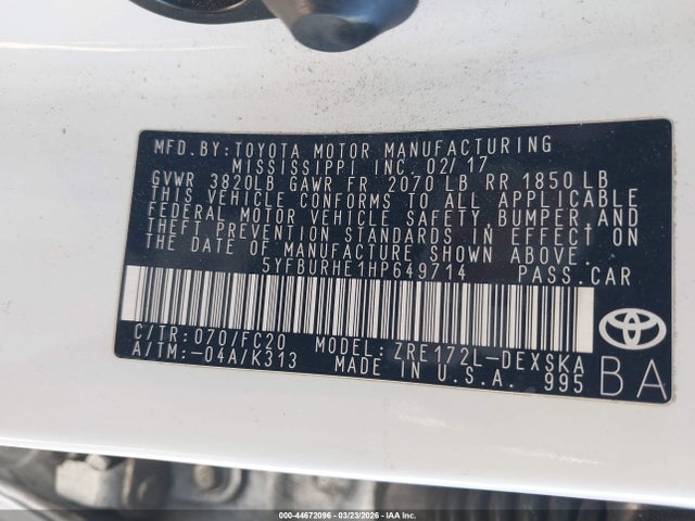 Toyota Corolla Se Special Edition 2017 5YFBURHE1HP649714 Image 9
