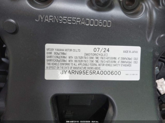 JYARN95E5RA000600 Yamaha Mt09 Sp