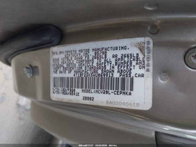 1998 TOYOTA CAMRY 4T1BF22K5WU069913 Photo 8