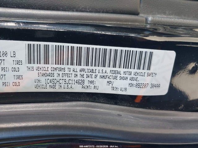 1C4SDHCT9JC114628 Dodge Durango R/t Rwd