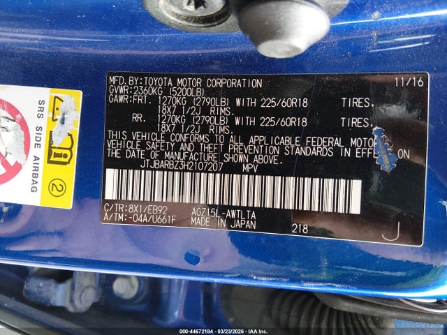 Продаж на аукціоні авто 2017 Lexus Nx 200t F Sport, vin: JTJBARBZ3H2107207, номер лоту: 44672184