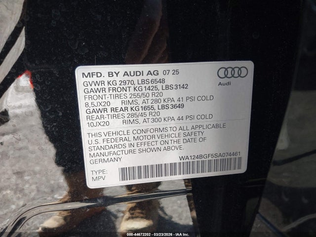 WA124BGF5SA074461 Audi Q6 E-tron Premium Plus Quattro
