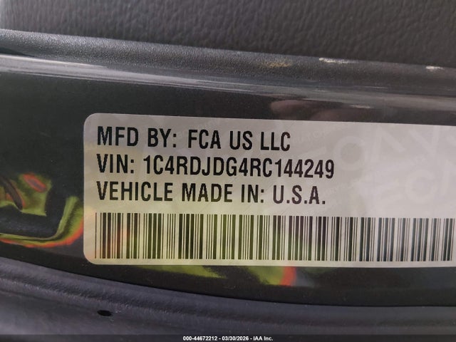 Продажа на аукционе авто 2024 Dodge Durango Gt Plus Awd, vin: 1C4RDJDG4RC144249, номер лота: 44672212
