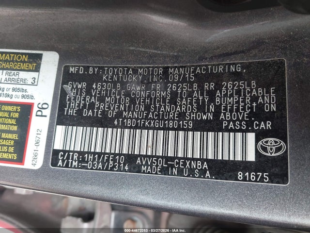 2016 TOYOTA CAMRY HYBRID 4T1BD1FKXGU180159 Photo 8