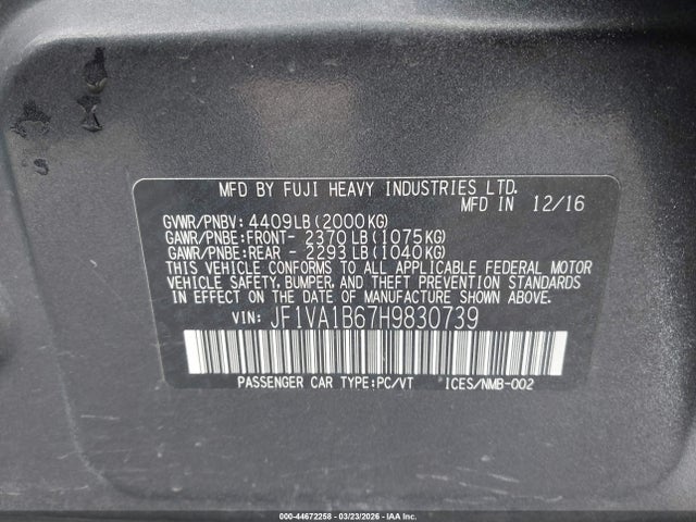 JF1VA1B67H9830739 Subaru WRX
