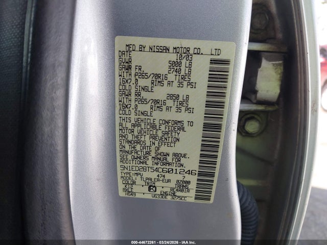 2004 NISSAN XTERRA 5N1ED28T54C601246 Photo 8