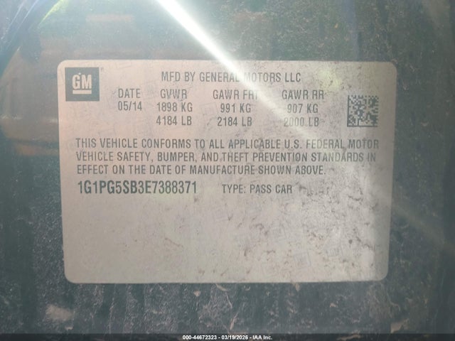 2014 CHEVROLET CRUZE 1G1PG5SB3E7388371 Photo 8