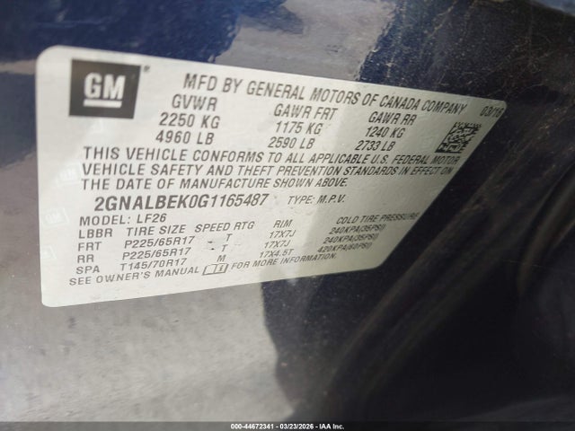 Chevrolet EQUINOX LS 2016 2GNALBEK0G1165487 Image 9