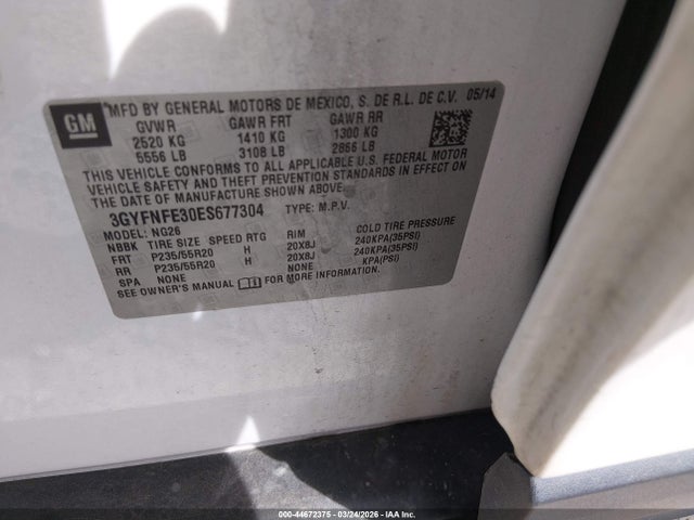 44672375 :رقم المزاد ، 3GYFNFE30ES677304 vin ، 2014 Cadillac Srx Performance Collection مزاد بيع