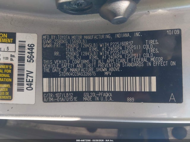 2010 TOYOTA SIENNA 5TDYK4CC9AS326615 Photo 8