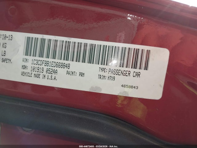 Продаж на аукціоні авто 2014 Dodge Dart Sxt, vin: 1C3CDFBB1ED668848, номер лоту: 44672405