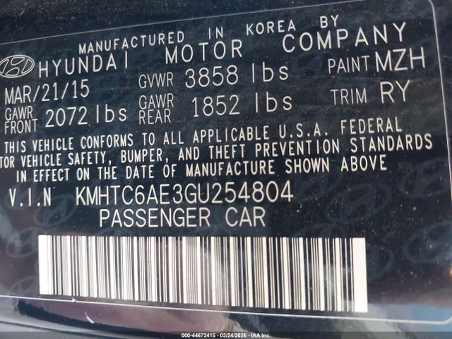 Hyundai Veloster Turbo 2016 KMHTC6AE3GU254804 Image 9