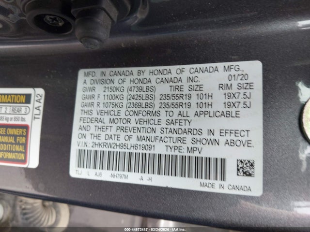 2HKRW2H95LH619091 Honda Cr-v Awd Touring