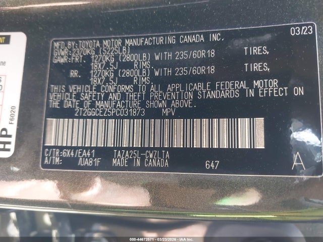 Продажа на аукционе авто 2023 Lexus Nx 350 Premium, vin: 2T2GGCEZ5PC031873, номер лота: 44672571