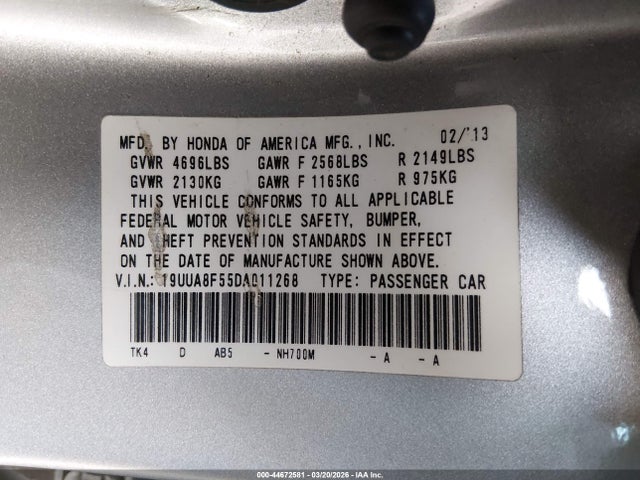 2013 Acura Tl 3.5 მანქანა იყიდება აუქციონზე, vin: 19UUA8F55DA011268, აუქციონის ნომერი: 44672581