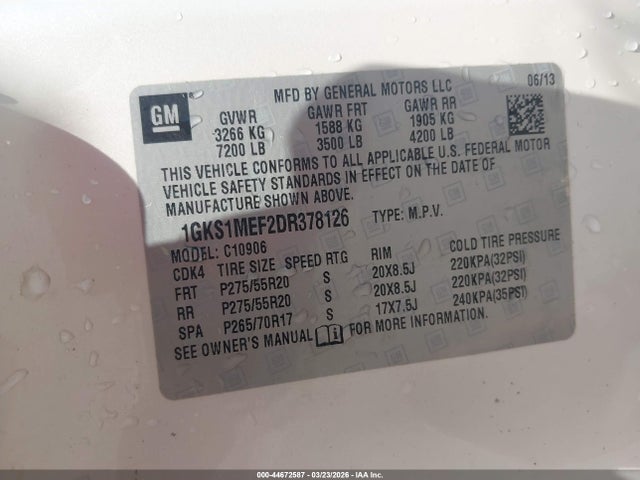 Aukcja sprzedaży 2013 Gmc Yukon Xl 1500 Denali, vin: 1GKS1MEF2DR378126, numer aukcji: 44672587