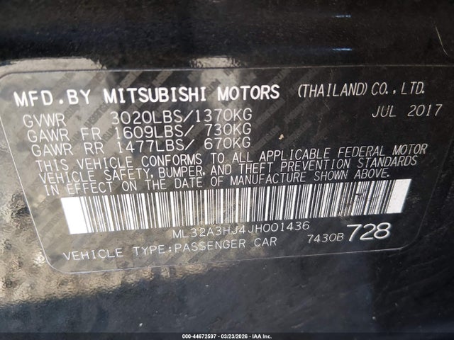 2018 MITSUBISHI MIRAGE ML32A3HJ4JH001436 Photo 8