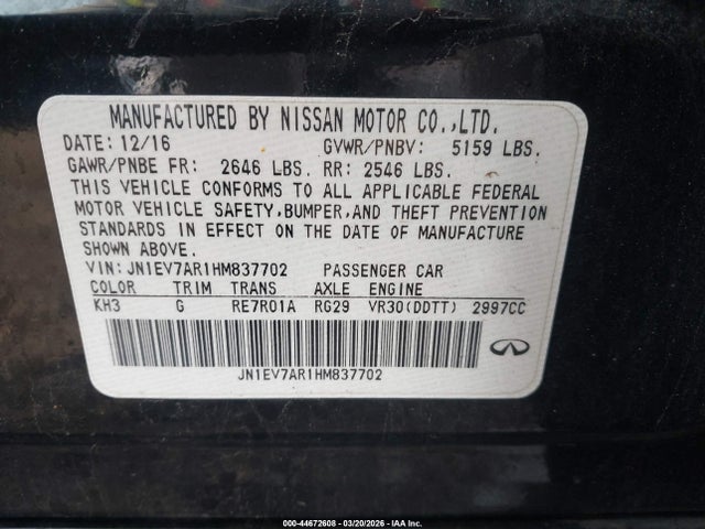 2017 INFINITI Q50 JN1EV7AR1HM837702 Photo 8
