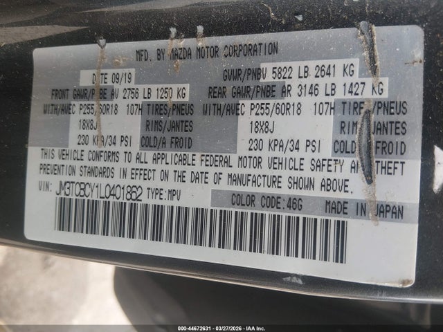 JM3TCBCY1L0401862 Mazda Cx-9 Touring