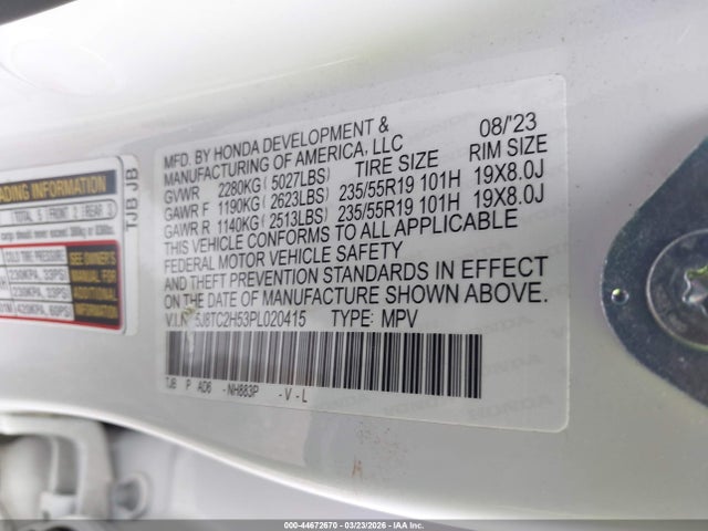 Продаж на аукціоні авто 2023 Acura Rdx Technology Package, vin: 5J8TC2H53PL020415, номер лоту: 44672670