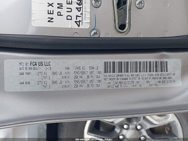 Продажа на аукционе авто 2019 Jeep Cherokee Trailhawk 4x4, vin: 1C4PJMBX1KD131379, номер лота: 44672696