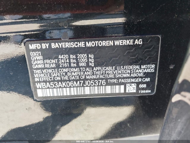 Aukcja sprzedaży 2021 Bmw 228i Gran Coupe Sdrive, vin: WBA53AK06M7J05376, numer aukcji: 44672707