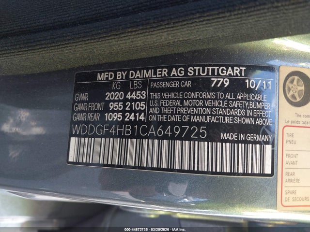 Aukcja sprzedaży 2012 Mercedes-benz C 250 Luxury/sport, vin: WDDGF4HB1CA649725, numer aukcji: 44672735