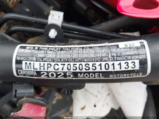 MLHPC7050S5101133 Honda Cbr500 Ra