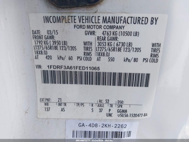 Ford F-350 Xl 2015 1FDRF3A61FED11065 Image 9