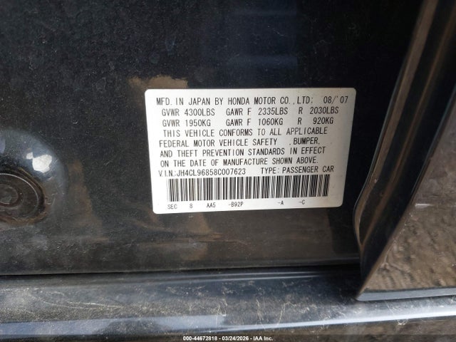 2008 Acura Tsx მანქანა იყიდება აუქციონზე, vin: JH4CL96858C007623, აუქციონის ნომერი: 44672818