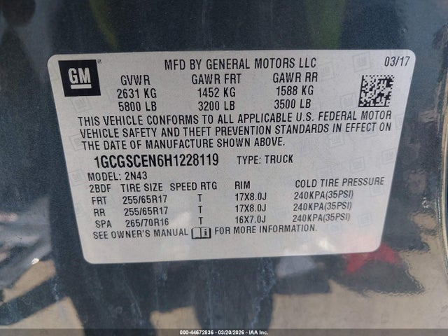 1GCGSCEN6H1228119 Chevrolet Colorado Lt