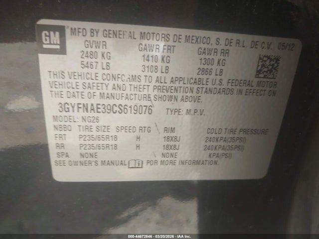 2012 CADILLAC SRX 3GYFNAE39CS619076 Photo 8