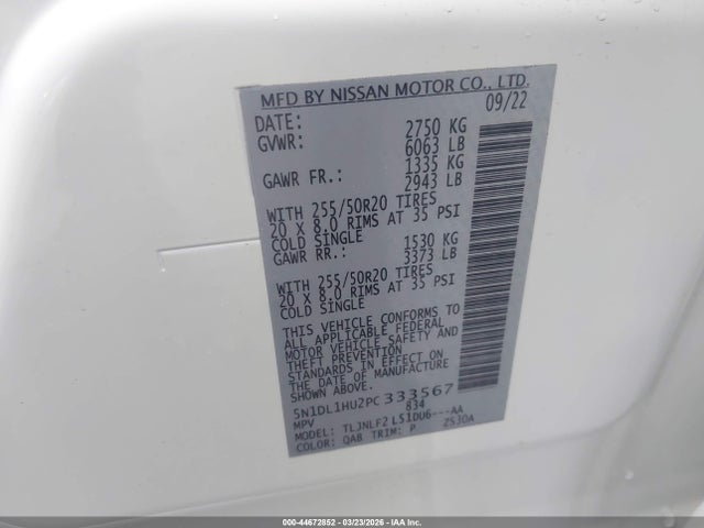 Продажа на аукционе авто 2023 Infiniti Qx60 Autograph Awd, vin: 5N1DL1HU2PC333567, номер лота: 44672852