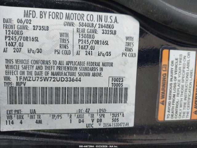 2002 FORD EXPLORER 1FMZU75W72UD33644 Photo 8