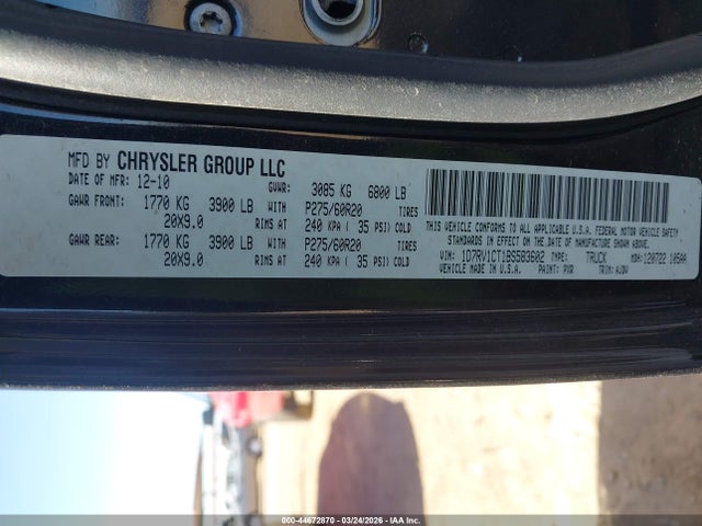 2011 Ram Ram 1500 Sport მანქანა იყიდება აუქციონზე, vin: 1D7RV1CT1BS583602, აუქციონის ნომერი: 44672870