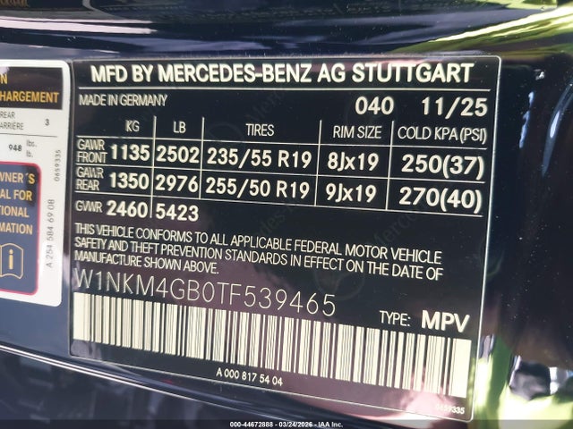 Aukcja sprzedaży 2026 Mercedes-benz Glc 300, vin: W1NKM4GB0TF539465, numer aukcji: 44672888
