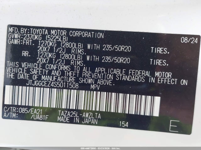 JTJGGCEZ4S5011508 Lexus Nx 350 Premium