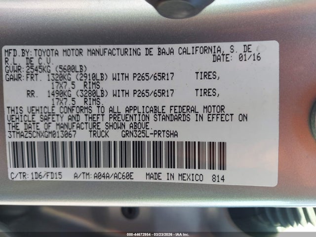 3TMAZ5CNXGM013067 Toyota Tacoma Trd Sport