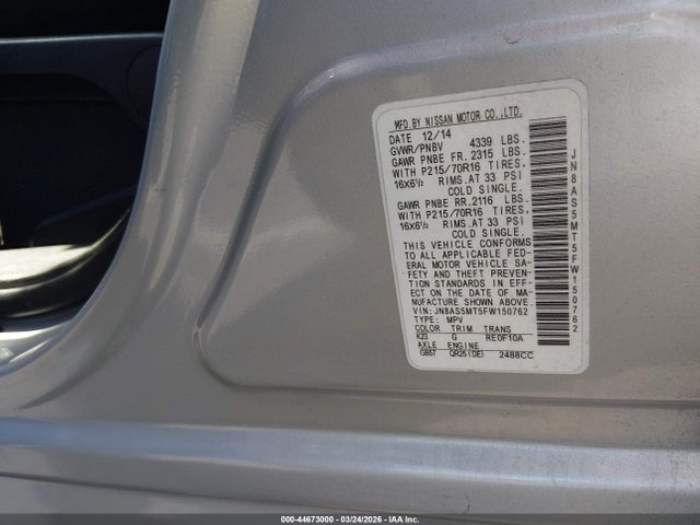 Nissan Rogue Select S 2015 JN8AS5MT5FW150762 Image 9