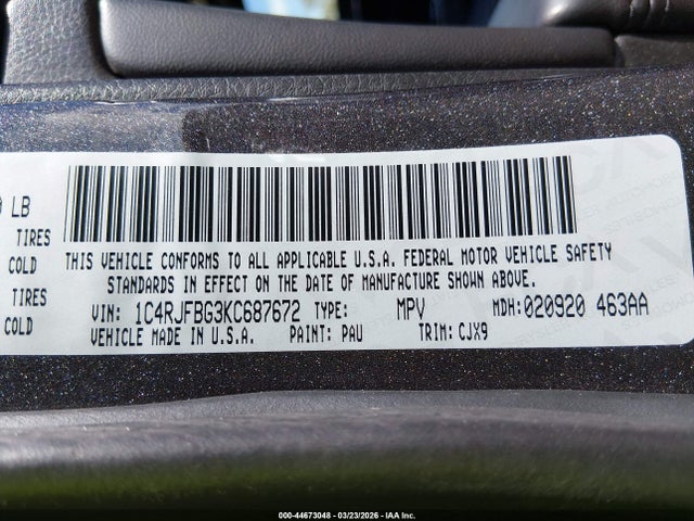 1C4RJFBG3KC687672 Jeep Grand Cherokee Limited 4x4