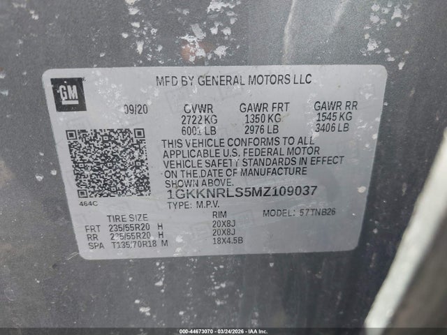 Продажа на аукционе авто 2021 Gmc Acadia Awd Sle, vin: 1GKKNRLS5MZ109037, номер лота: 44673070