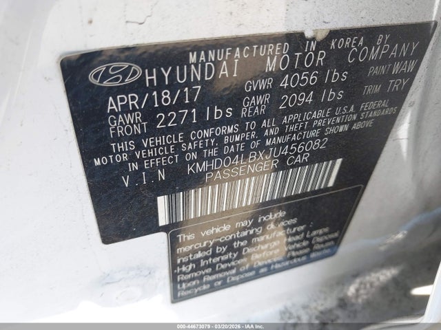 KMHD04LBXJU456082 Hyundai Elantra Sport