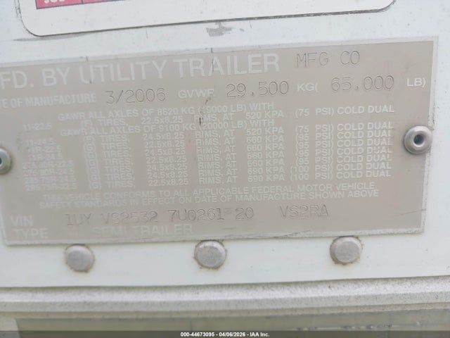 Aukcja sprzedaży 2007 Utility Trailer Mfg Reefer Semi Trailer, vin: 1UYVS25327U026120, numer aukcji: 44673095