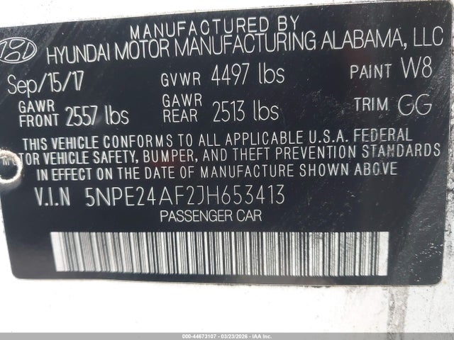 5NPE24AF2JH653413 Hyundai SONATA SE